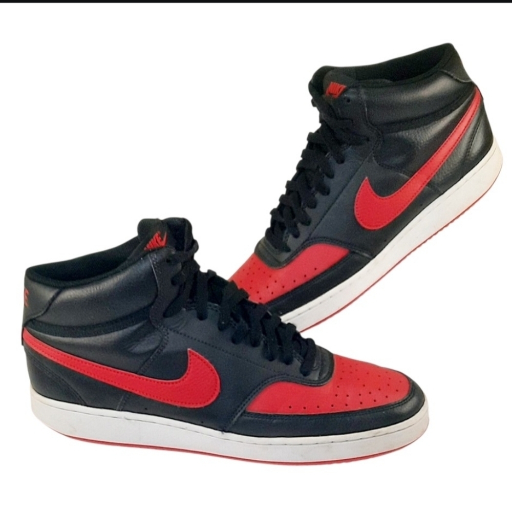 Nike COURT VISION MID DM8682 Black University Red BRED Shoes Mens 11.5